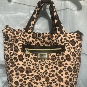 Betsey Johnson Beige and Brown Quilted Leopard Tote
